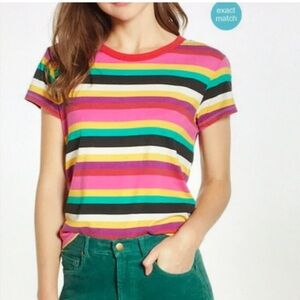Pam & Gela Rainbow Striped Crew T-Shirt
